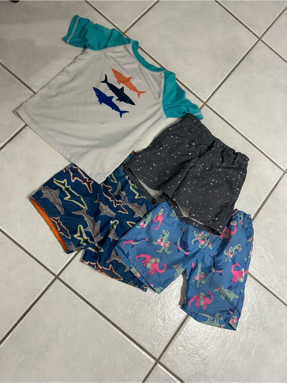 Cat & Jack Boys' Swim Set - Teal, White, Navy, Gray, Pink